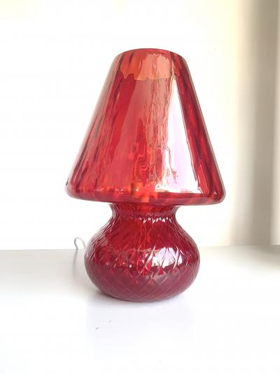  SimoEng Contemporary Lamp in Red Murano Glass Ballotton 
