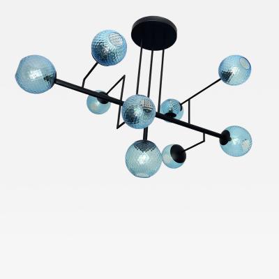  SimoEng Contemporary Light Blue Spheres Murano Glass Sputnik Chandelier by Simoeng