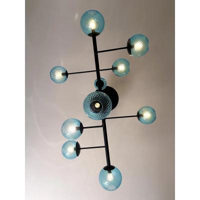  SimoEng Contemporary Light Blue Spheres Murano Glass Sputnik Chandelier by Simoeng