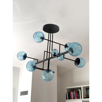  SimoEng Contemporary Light Blue Spheres Murano Glass Sputnik Chandelier by Simoeng