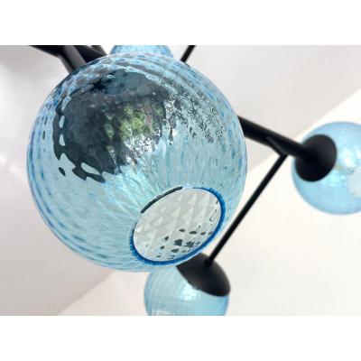  SimoEng Contemporary Light Blue Spheres Murano Glass Sputnik Chandelier by Simoeng