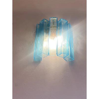  SimoEng Contemporary Light Blue Squared Murano Glass Wall Sconces