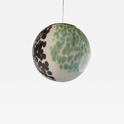  SimoEng Contemporary Light Green and Black Sphere Pendant in Murano Style Glass