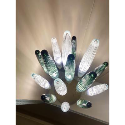  SimoEng Contemporary Luxury Italian Green Swords Murano Glass Cascade by Simoeng