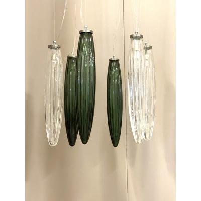  SimoEng Contemporary Luxury Italian Green Swords Murano Glass Little Cascade