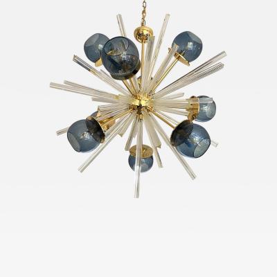  SimoEng Contemporary Mid Century Modern Style Sputnik Blue Murano Glass Chandelier