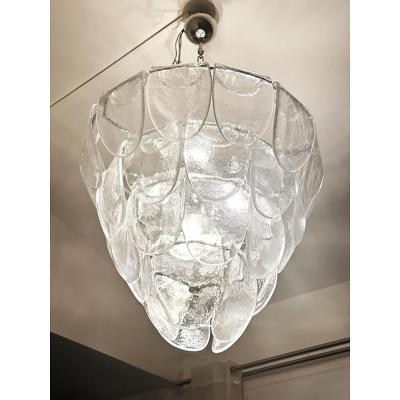  SimoEng Contemporary Modern Clear Petals Murano Style Glass Chandelier