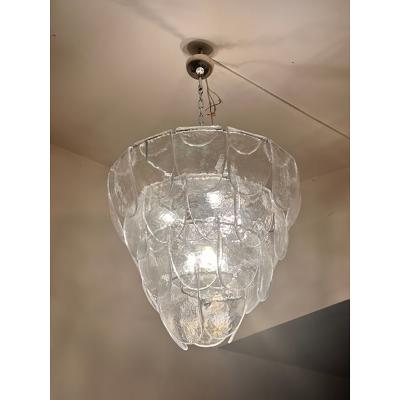  SimoEng Contemporary Modern Clear Petals Murano Style Glass Chandelier