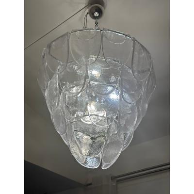  SimoEng Contemporary Modern Clear Petals Murano Style Glass Chandelier
