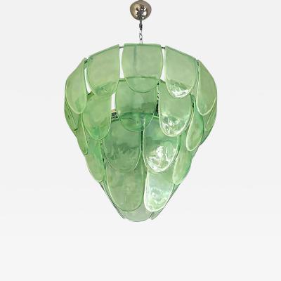  SimoEng Contemporary Modern Green Petals Murano Glass Chandelier by Simoeng
