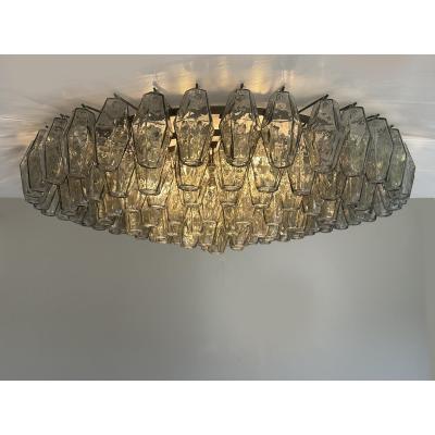  SimoEng Contemporary Modern Grey Poliedri Murano Glass Flush Mount by Simoeng