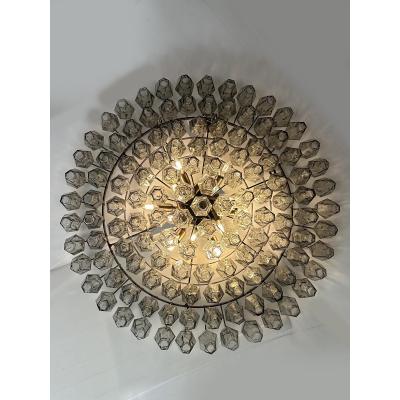  SimoEng Contemporary Modern Grey Poliedri Murano Glass Flush Mount by Simoeng