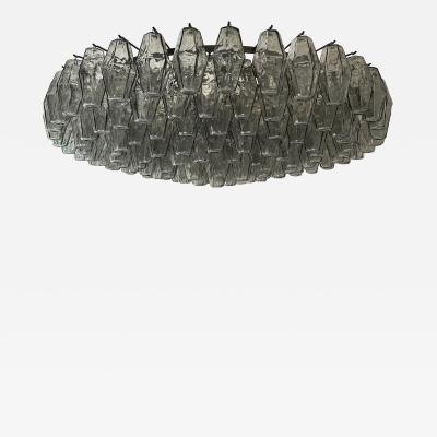  SimoEng Contemporary Modern Grey Poliedri Murano Glass Flush Mount by Simoeng