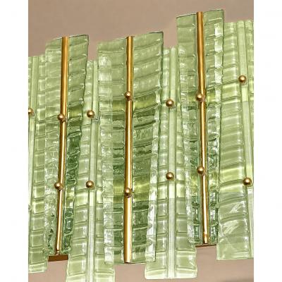  SimoEng Contemporary Modern Italian Green Tropical Murano Glass Gold Round Chandelier
