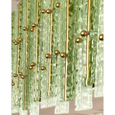  SimoEng Contemporary Modern Italian Green Tropical Murano Glass Gold Round Chandelier