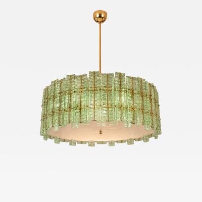 SimoEng Contemporary Modern Italian Green Tropical Murano Glass Gold Round Chandelier