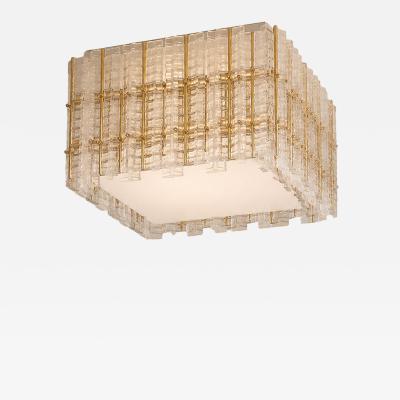  SimoEng Contemporary Modern Italian Tropical Murano Glass Square Flush Mount