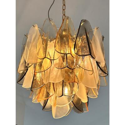  SimoEng Contemporary Modern Multicolor Amber Rondini Murano Chandelier by Simoeng