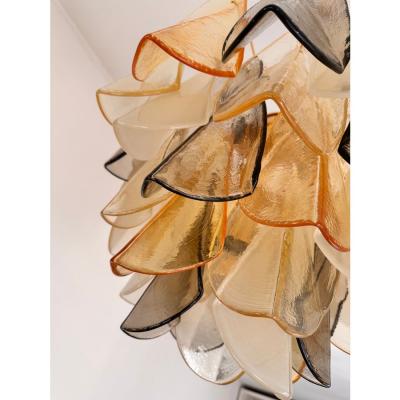 SimoEng Contemporary Modern Multicolor Amber Rondini Murano Chandelier by Simoeng