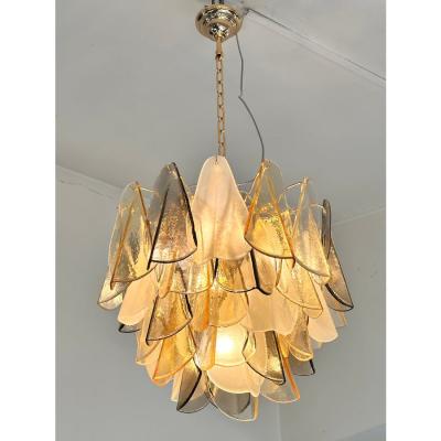  SimoEng Contemporary Modern Multicolor Amber Rondini Murano Chandelier by Simoeng