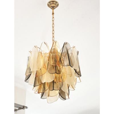  SimoEng Contemporary Modern Multicolor Amber Rondini Murano Chandelier by Simoeng