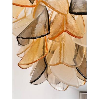  SimoEng Contemporary Modern Multicolor Amber Rondini Murano Chandelier by Simoeng