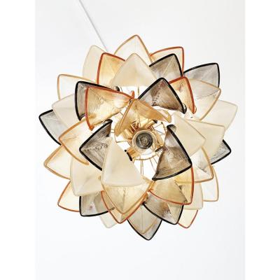  SimoEng Contemporary Modern Multicolor Amber Rondini Murano Chandelier by Simoeng