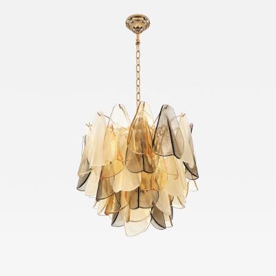  SimoEng Contemporary Modern Multicolor Amber Rondini Murano Chandelier by Simoeng
