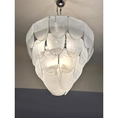  SimoEng Contemporary Modern Sanded Petals Murano Style Glass Chandelier