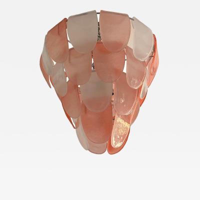  SimoEng Contemporary Modern Sanded Pink Petals Murano Style Glass Chandelier