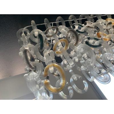  SimoEng Contemporary Multicolor Chains Murano Glass Flush Mount