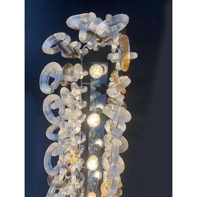  SimoEng Contemporary Multicolor Chains Murano Glass Flush Mount