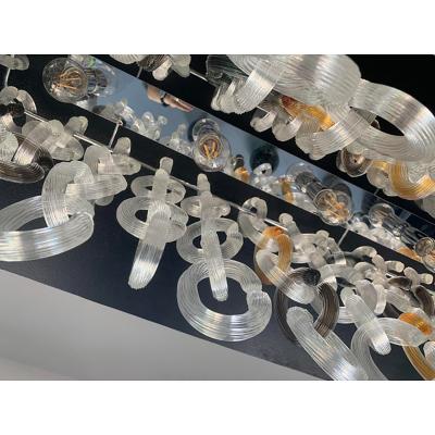 SimoEng Contemporary Multicolor Chains Murano Glass Flush Mount