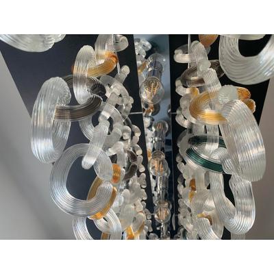  SimoEng Contemporary Multicolor Chains Murano Glass Flush Mount