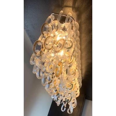  SimoEng Contemporary Multicolor Chains Murano Glass Flush Mount