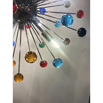  SimoEng Contemporary Multicolor Star Murano Style Glass Sputnik Gold Chandelier