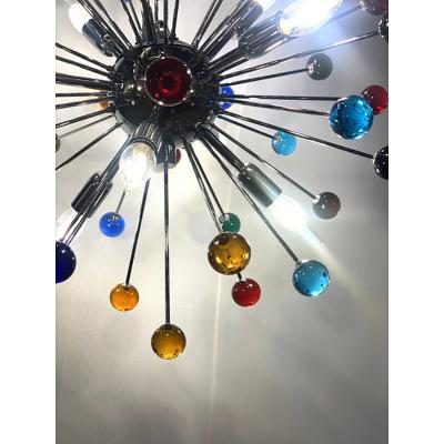  SimoEng Contemporary Multicolor Star Murano Style Glass Sputnik Gold Chandelier
