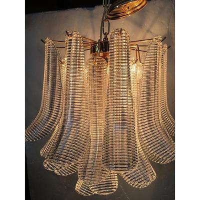  SimoEng Contemporary Murano Glass Sella Chandelier With a Gold