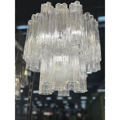  SimoEng Contemporary Murano Glass Tronchi Chandelier Burnished Metal Frame by Simoeng