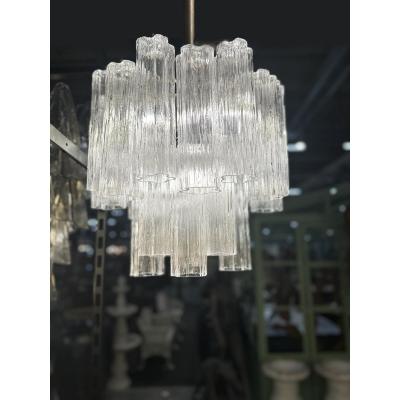  SimoEng Contemporary Murano Glass Tronchi Chandelier Burnished Metal Frame by Simoeng