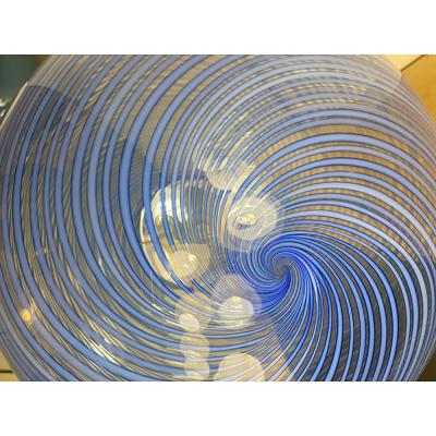  SimoEng Contemporary Murano Style Blue Swirling Murano Glass Table Lamp