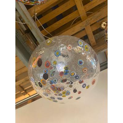  SimoEng Contemporary Murano Style Clear With Murrise Multicolors Pendant