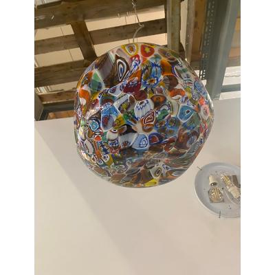  SimoEng Contemporary Murano Style White With Murrise MultiColors Pendant