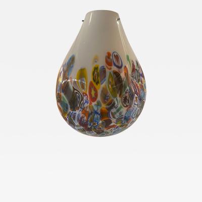  SimoEng Contemporary Murano Style White With Murrise MultiColors Pendant
