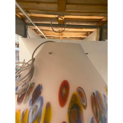  SimoEng Contemporary Murano Style White With Murrise Multicolor Pendant