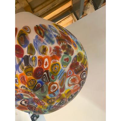  SimoEng Contemporary Murano Style White With Murrise Multicolor Pendant