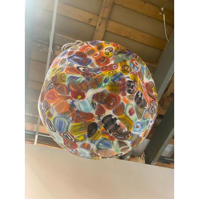  SimoEng Contemporary Murano Style White With Murrise Multicolor Pendant