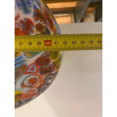  SimoEng Contemporary Murano Style White With Murrise Multicolor Pendant