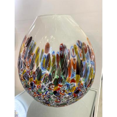  SimoEng Contemporary Murrine Murano Glass Style With Multicolored Vase