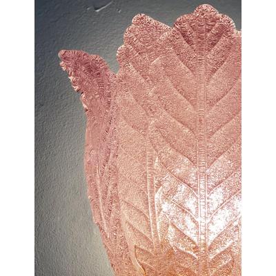  SimoEng Contemporary Pink Murano Glass Leaf Wall Sconces a Pair